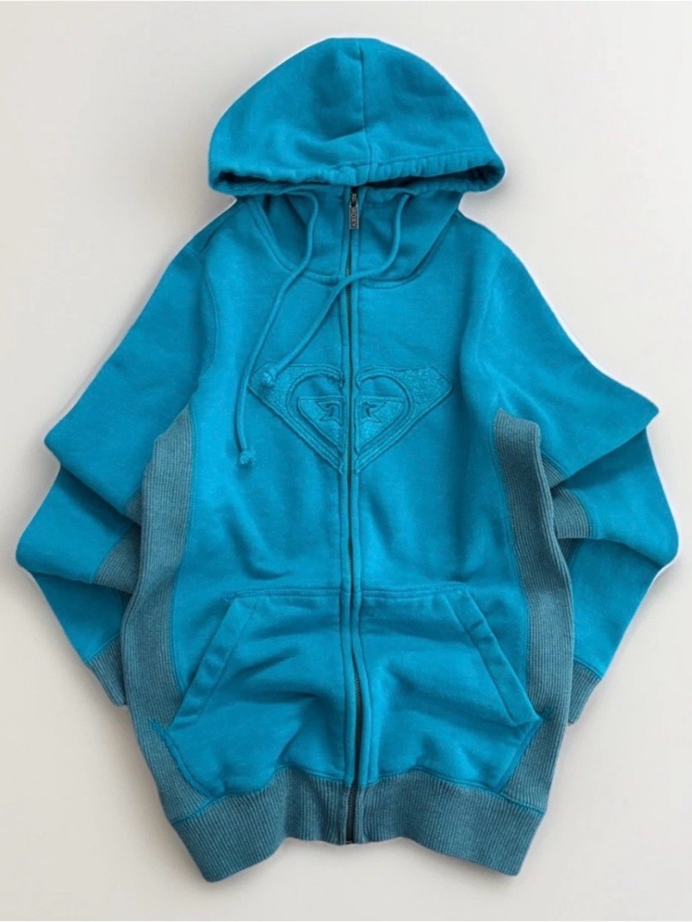 Y2K Roxy Hoodie Full Zip Up Size Small Blue Surf Skater Vintage Sweatshirt